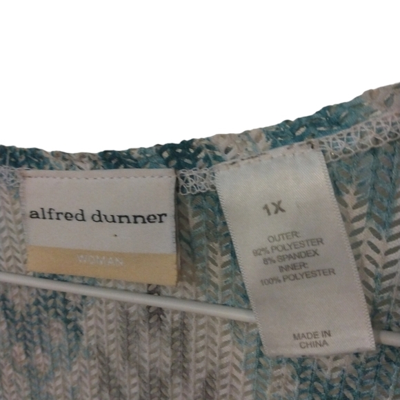 Semi Sheer Cardigan Alfred Dunner Blue/White 3/4 Slve. Coastal Business Casual1X - Picture 2 of 6